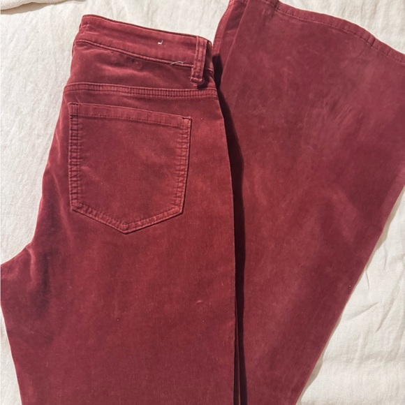 Shyanne high waisted velvet Burgundy Flare Pants - Picture 6 of 6